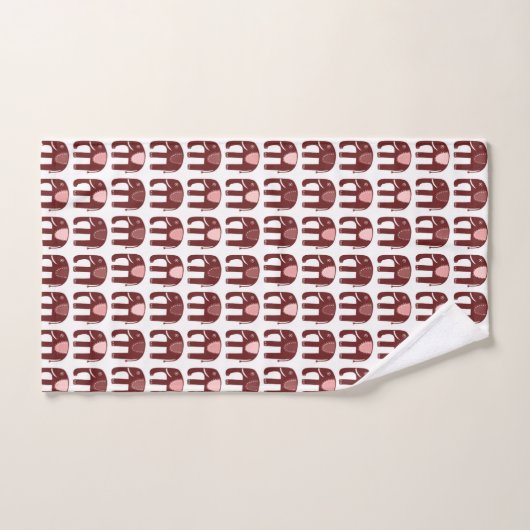 Elephant Pattern Red Roze Bad Handdoek (Handdoek)
