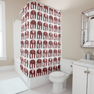 Elephant Pattern roze Red Douchegordijn