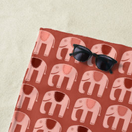 Elephant Pattern roze Red Strandlaken