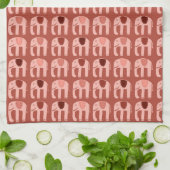 Elephant Pattern roze Red Theedoek (Gevouwen)