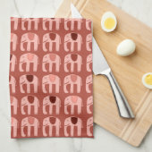 Elephant Pattern roze Red Theedoek (Quarter Fold)