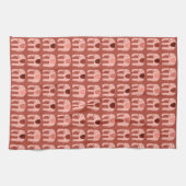 Elephant Pattern roze Red Theedoek (Horizontaal)