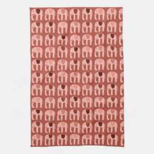 Elephant Pattern roze Red Theedoek