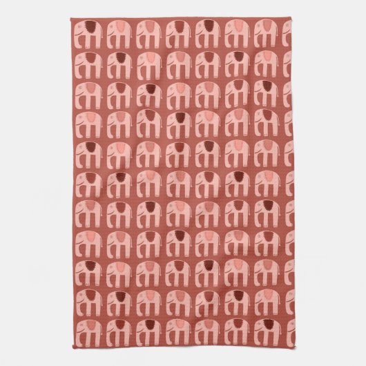 Elephant Pattern roze Red Theedoek (Verticaal)