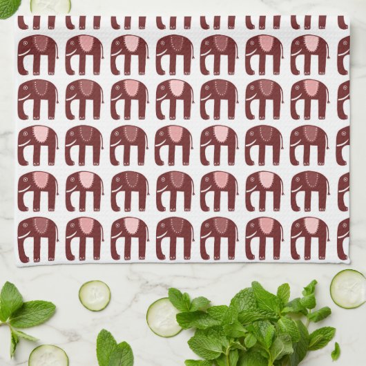 Elephant Pattern roze Theedoek (Gevouwen)