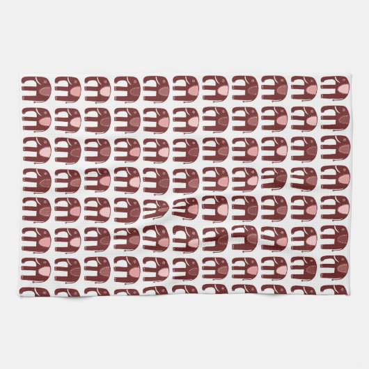 Elephant Pattern roze Theedoek (Horizontaal)