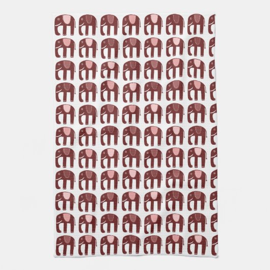 Elephant Pattern roze Theedoek (Verticaal)