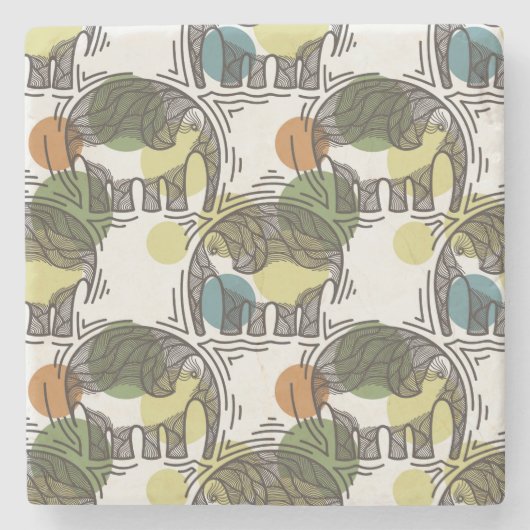 Elephant Pattern Stenen Onderzetter (Voorkant)