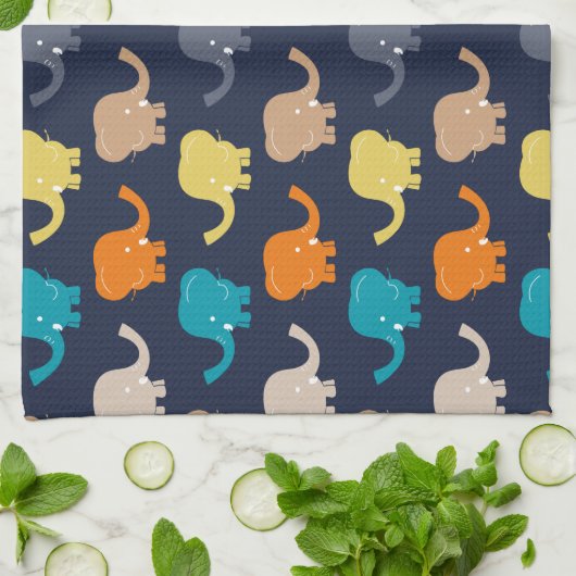 Elephant Pattern Theedoek (Gevouwen)