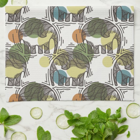 Elephant Pattern Theedoek (Gevouwen)