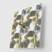 Elephant Pattern Vierkante Klok (Hoek)