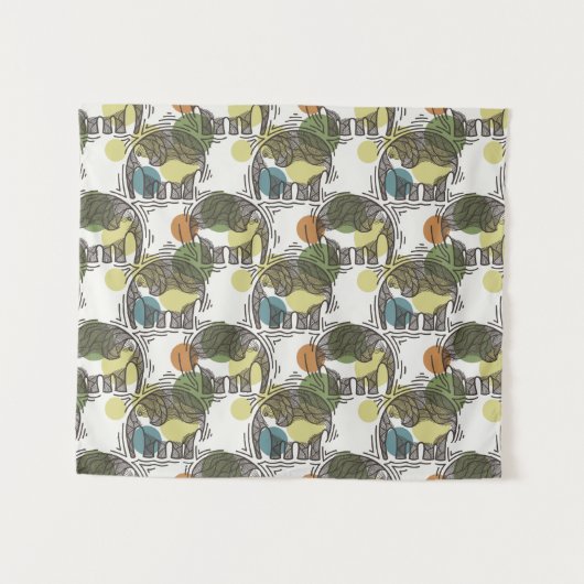 Elephant Pattern Wandkleed (Voorkant (horizontaal))