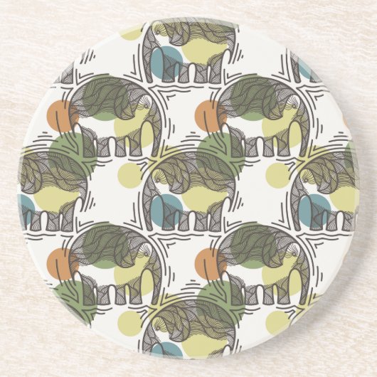 Elephant Pattern Zandsteen Onderzetter (Voorkant)