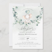 Elephant Peanut Baby shower Invitation Kaart (Voorkant)