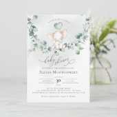 Elephant Peanut Baby shower Invitation Kaart (Staand voorkant)