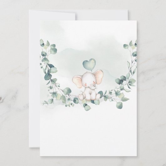 Elephant Peanut Baby shower Invitation Kaart (Achterkant)