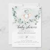 Elephant Peanut Baby shower Invitation Kaart (Voorkant)