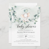 Elephant Peanut Baby shower Invitation Kaart (Voorkant / Achterkant)