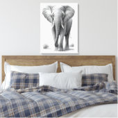Elephant Pencil Tekening Canvas Afdruk (Insitu (Slaapkamer))