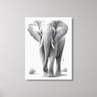 Elephant Pencil Tekening Canvas Afdruk