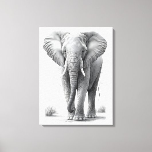 Elephant Pencil Tekening Canvas Afdruk (Voorkant)