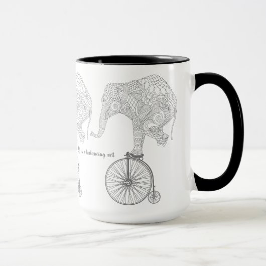 Elephant Penny Farthing Bicycle Balance Mok (Rechts)