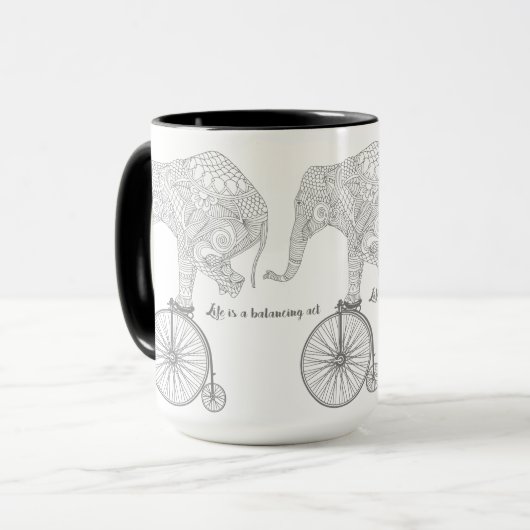 Elephant Penny Farthing Bicycle Balance Mok (Voorkant links)