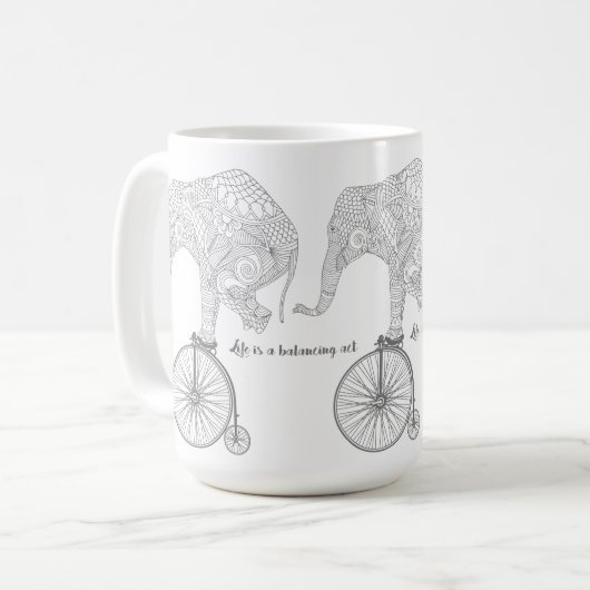 Elephant Penny Farthing Bicycle Balance Mok (Voorkant links)