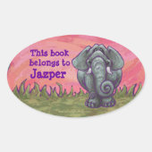 Elephant Personal Library Bookplate Ovale Sticker (Voorkant)