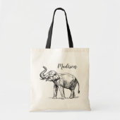 Elephant Personalized Canvas tas. Grijze olifant Tote Bag (Voorkant)