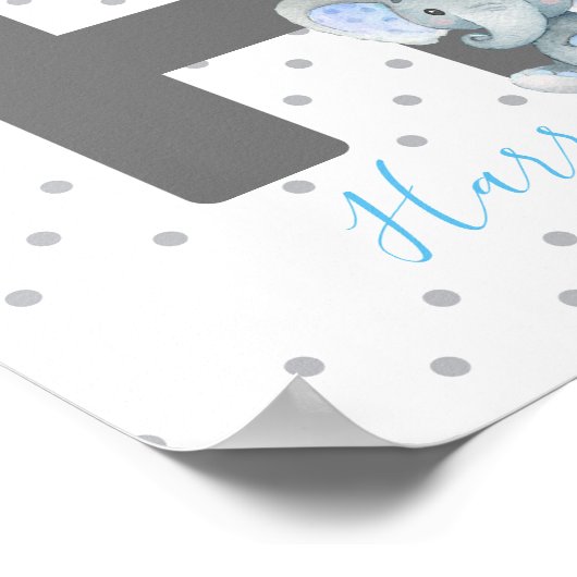 Elephant Personalized Custom Baby Name Nursery Poster (Hoek)