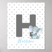 Elephant Personalized Custom Baby Name Nursery Poster (Voorkant)