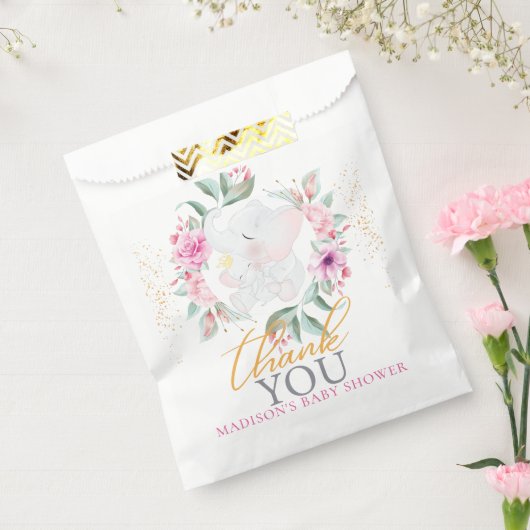 Elephant Personalized Elegant girl baby shower Bedankzakje (Gezegeld)