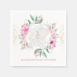 Elephant Personalized Elegant girl baby shower Servet