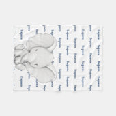Elephant Personalized Navy Blue Name Boy Fleece Deken (Voorkant (Horizontaal))