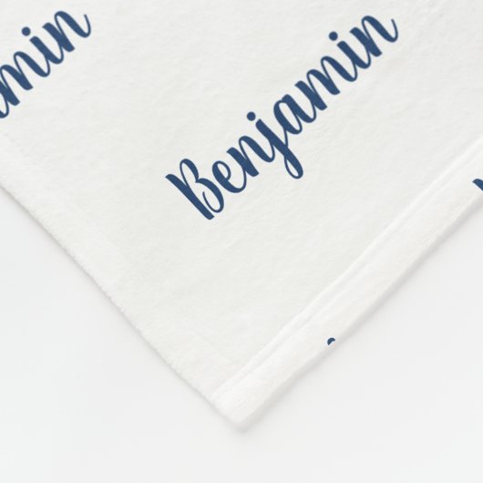 Elephant Personalized Navy Blue Name Boy Fleece Deken (Hoek)