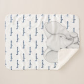 Elephant Personalized Navy Blue Name Boy Sherpa Deken (Voorkant (horizontaal))