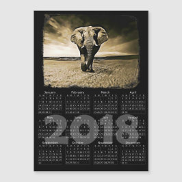 Elephant Photo 2018 Calendar Magnetic Card