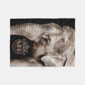 Elephant Photo Afbeelding Monogram Fleece Deken (Voorkant (Horizontaal))