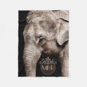 Elephant Photo Afbeelding Monogram Fleece Deken (Voorkant)