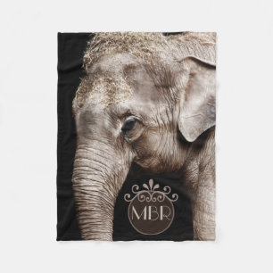 Elephant Photo Afbeelding Monogram Fleece Deken