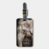 Elephant Photo Afbeelding personaliseert Monogram Bagagelabel (Voorkant verticaal)