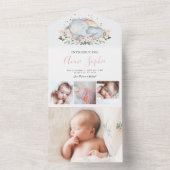 Elephant Photo Birth Notice card All In One Uitnodiging (Binnen)