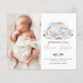 Elephant Photo Budget Birth Notice Cards (Voorkant)