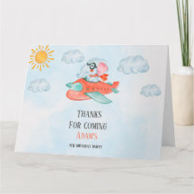 Elephant Pilot Birthday Folded Bedankt voor je kaa