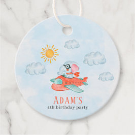 Elephant Pilot Birthday-labels Bedankjes Labels