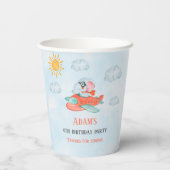 Elephant Pilot Birthday party Paper cup Papieren Bekers (Achterkant)