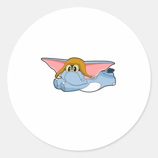 Elephant Pilot Pilot pet Ronde Sticker (Voorkant)