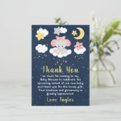 Elephant Pink and Navy Baby shower Bedankkaart (Staand voorkant)