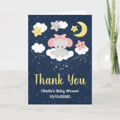 Elephant Pink and Navy Baby shower Bedankkaart (Voorkant)